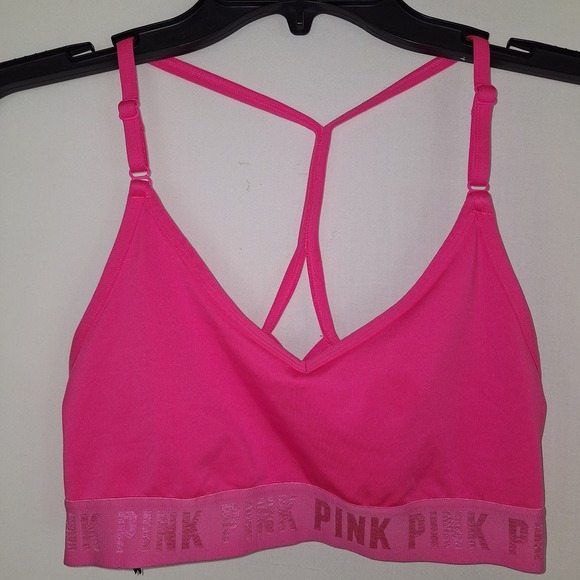 Victoria's Secret Other - Victoria's Secret PINK Seamless Ribbed Sports Bra Bralette Hot Pink Size M